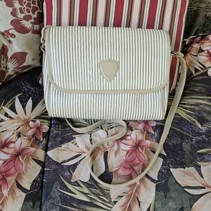Gitano 90s White and Tan Striped Shoulder/Crossbody Bag